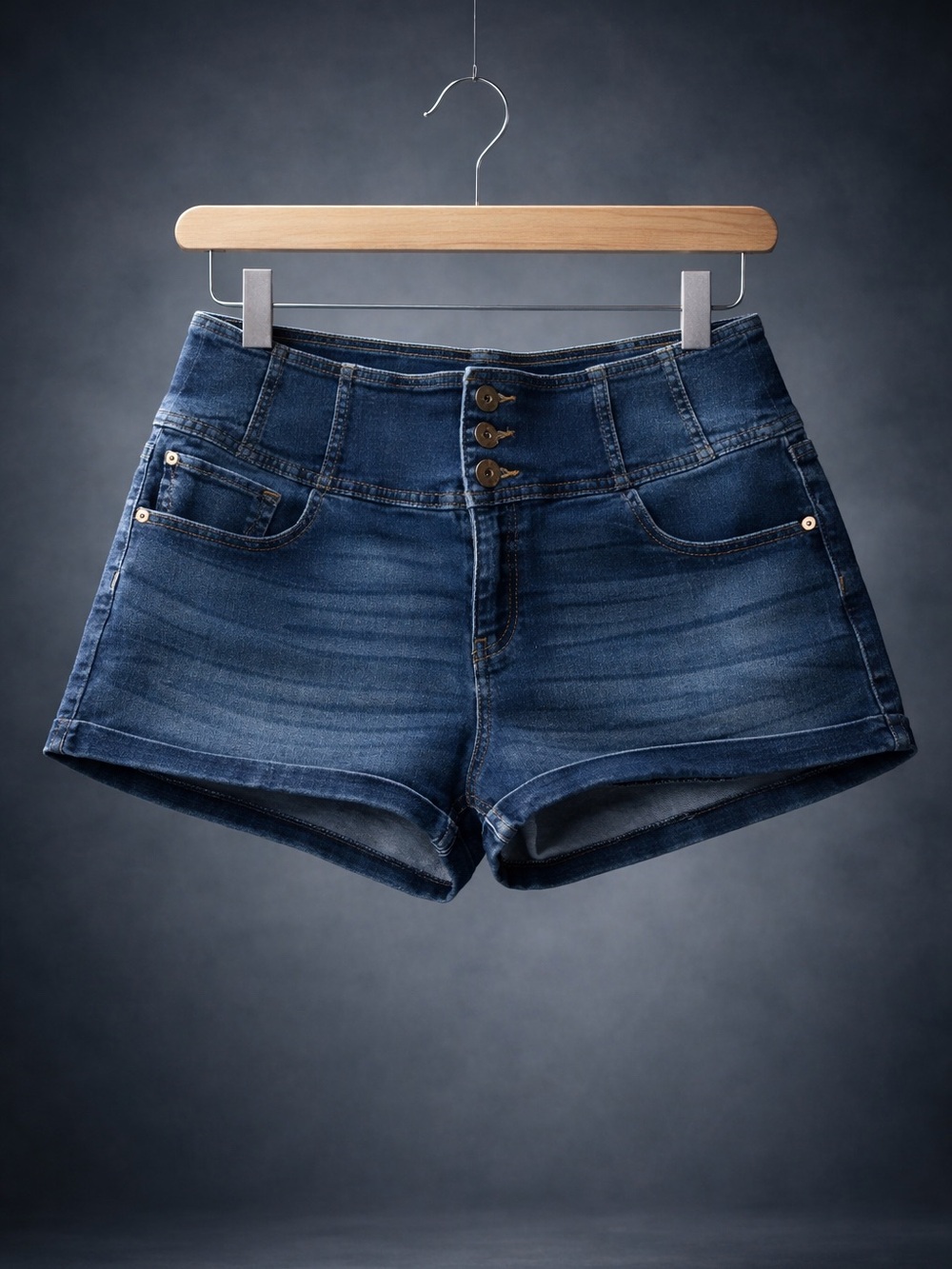 No Boundaries Dark Indigo High-Waist Denim Shorts